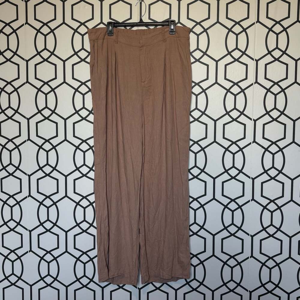 Wild Fable Women's Brown Pleated Wide Leg Pants Size XL